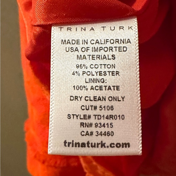 Trina Turk fit and flare sleeveless dress, Orange, size 2, knee length - Picture 5 of 8